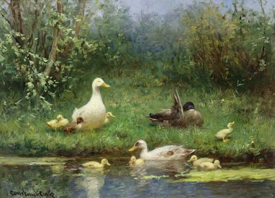 Canards sur une berge - David Adolph Constant Artz